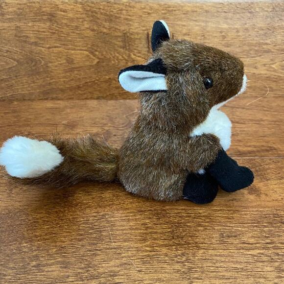 FOLKMANIS Mini Fox Finger Puppet Plush 5" Stuffed Animal Brown Black White - Picture 2 of 5